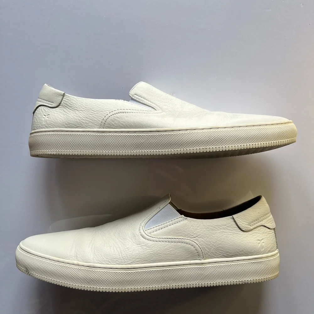 FRYE White Leather Slip-On Shoes‎